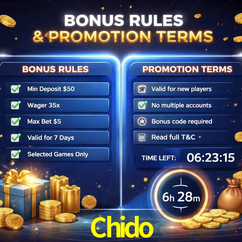 Reglas de promoción Chido y condiciones de bonos explicadas visualmente