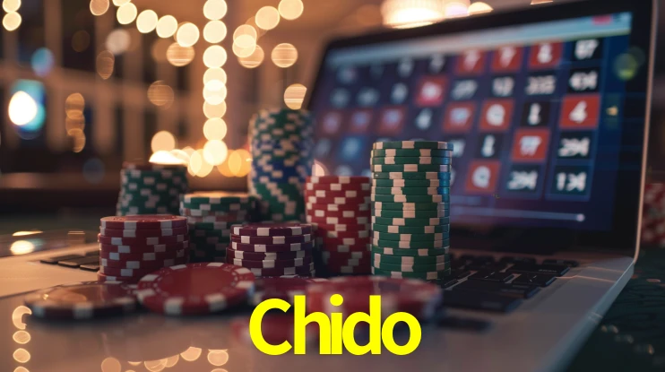 Una escena digital vívida inspirada en casino con Chido mostrado prominentemente, luces brillantes, fichas, cartas y acentos dorados.